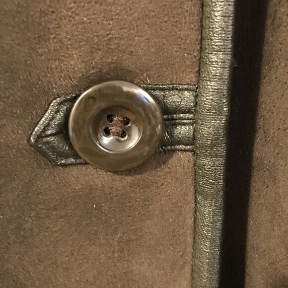 Portrait faux suede and faux fur winter coat maxi women's 16 forest green hood - Picture 6 of 16